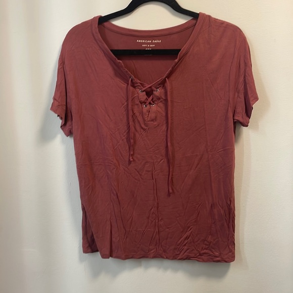 Rust colored tie front American Eagle top size M - Picture 1 of 4